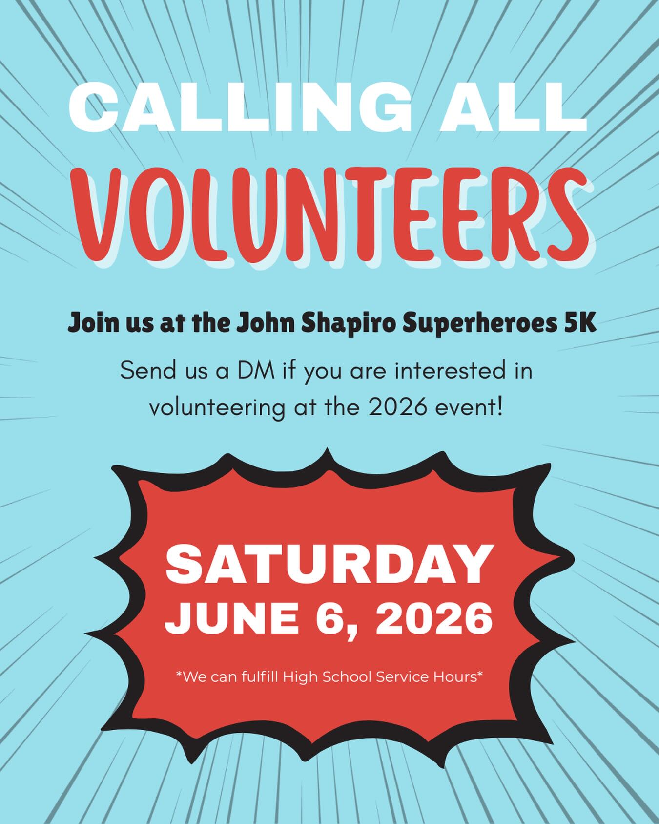 Come volunteer with us June 6th! Race day is the perfect opportunity for students to help out and get some volunteer hours! We need heroes like you 🦸‍♂️❤️